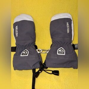 Hestra Heli Ski Mittens Jr Mit - G-Loft - Leather palm. Size 4